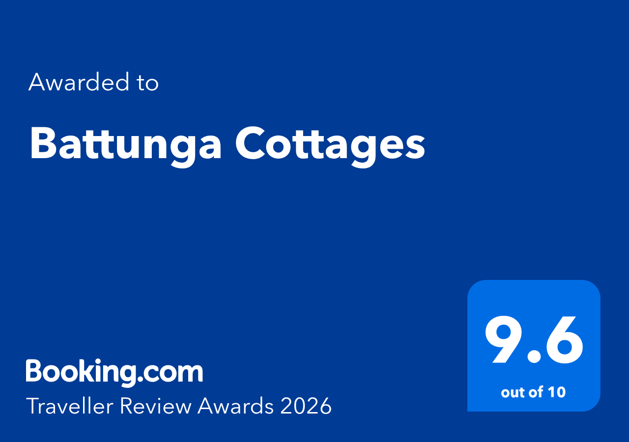 Booking.com Traveller Review Awards 2026 — Battunga Cottages, 9.6 out of 10